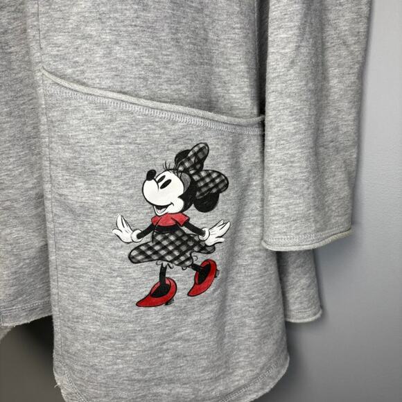 Disney Parks Minnie Mouse Oversize Grey Long Sleeve Zip Terry Hoodie Womens Sz M - Picture 3 of 6